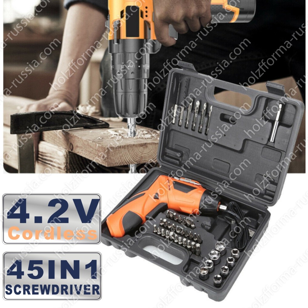 45IN1 4.2V Lithium Cordless Screwdriver USB Rechargeable Hиheld Drill Tool Folded or Straight Using 