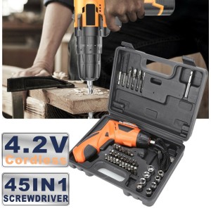 45IN1 4.2V Lithium Cordless Screwdriver USB Rechargeable Hиheld Drill Tool Folded or Straight Using 